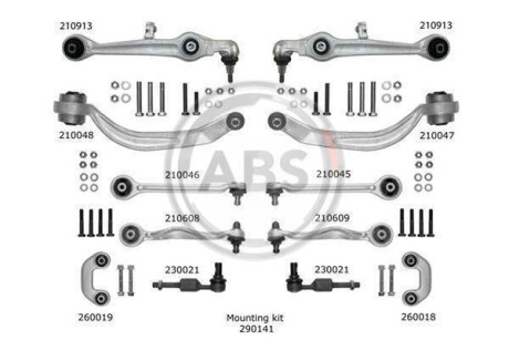 К-кт важелів пер підвіски Audi A6/Superb/Passat B5 (з тонким пальцем) A.B.S. 219902