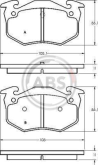 Гальмівні колодки зад. Peugeot 206 99-/Renault Megane I 96-03 A.B.S. 36580 (фото 1)