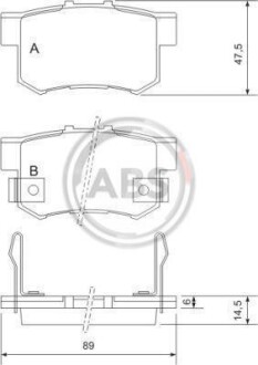 Гальмівні колодки зад. Civic 98-/Accord 90-03 (Akebono) (47,8x88,9x14,5) A.B.S. 36758