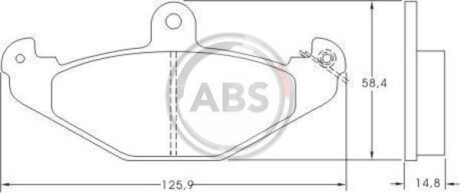 Тормозные колодки зад. Laguna I 93-01 (brembo) (125,9x58,4x14,8) A.B.S. 36788 (фото 1)