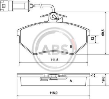 Тормозные колодки перед. Caddy II >9.96/Passat B4/Audi 80 A.B.S. 36791