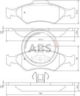 Гальмівні колодки перед. Fiesta IV 95-03 (ATE) (54,5x151x18,5) A.B.S. 37196