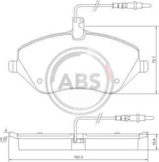 Тормозные колодки перед. Peugeot 407/607 04- (TRW) (162,3x79,1x18,4) A.B.S. 37431