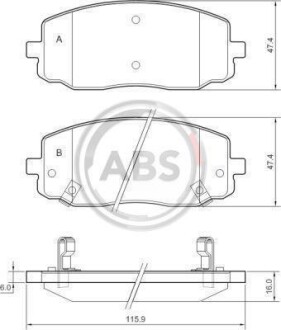 Тормозные колодки перед. Kia Picanto/Hyundai i10 04- (mando) A.B.S. 37474 (фото 1)