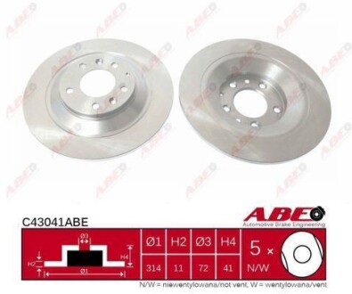 Фото 1 - гальмівний диск ABE C43041ABE Гальмівний диск ABE C43041ABE (фото 1)