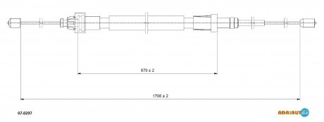CITROEN Трос ручного тормоза бараб. 1705/880 мм C3 II, DS3 ADRIAUTO 07.0297 (фото 1)
