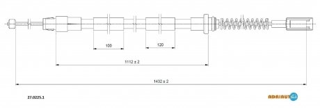 Трос гальмівний MERCEDES Sprinter all pt 5t double wheelsLH-RH06-/Crafter 50 pt. 5t double ADRIAUTO 2702251