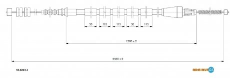 OPEL Трос ручного тормоза прав. Frontera -98. ADRIAUTO 33.0243.1 (фото 1)
