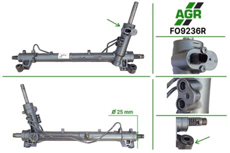 Рульова рейка з ГПК, відновлена, FORD C-MAX 07-,FOCUS C-MAX 03-07,FOCUS II (DA_) 04-,FORD KUGA 08 AGR FO9236R (фото 1)