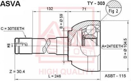 ШРУС НАРУЖНиЙ 24x59x30 (TOYOTA LAND CRUISER 100 HD ASVA TY-303