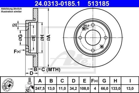 Диск гальмівний Power Disc ATE 24031301851