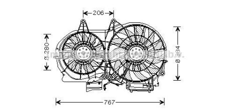 AVA AUDI Вентилятор радіатора (з дифузором) A4 B6 00-, A4 B7 04-, SEAT AVA COOLING AI7506 (фото 1)