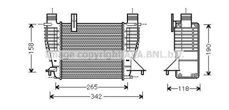 Интеркулер Renault Clio (06-), Modus (05-)/Nissan Note (04-), Juke (11-) 1.2i, 1 AVA COOLING DNA4356 (фото 1)