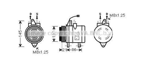 AVA CHEVROLET Компресор кондиціонера MATIZ 0.8 05-, SPARK 0.8 05-, DAEWOO AVA COOLING DWAK079 (фото 1)
