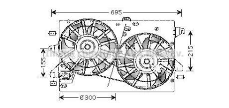 AVA FORD Вентилятор радіатора (з дифузором) MONDEO III 1.8, 2.0 00- AVA COOLING FD7503 (фото 1)