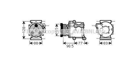 Компрессор кондиціонера Ford Fiesta Fusion 1,25-1,6i, Fiesta 1,25-1,6i 08> AVA AVA COOLING FDAK434