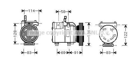 Компрессор кондиционера HYUNDAI GETZ (2002) 1.6 (AVA) AVA COOLING HYAK199 (фото 1)