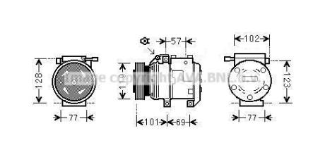 AVA HYUNDAI Компресор кондиціонера TUCSON 2.0 04-, ELANTRA III 1.6, 1.8, 2.0 00-, KIA AVA COOLING HYAK222 (фото 1)
