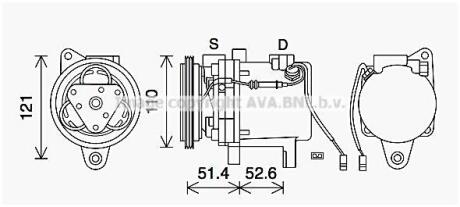AVA SMART Компресор кондиціонера CABRIO 0.6-0.8, CITY-COUPE 0.6-0.8, FORTWO 0.6-0.8 AVA COOLING MCAK019 (фото 1)