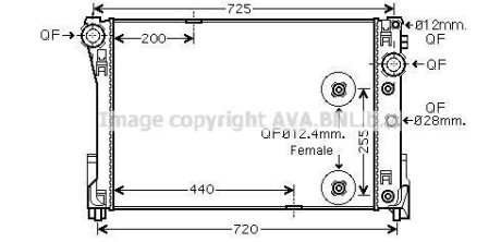 Радіатор, Система охолодження двигуна AVA COOLING MS2491 (фото 1)