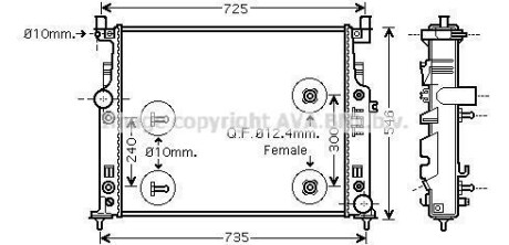 Радіатор охолодження MB W164/251 ML/GL/R AT 05(AVA) AVA COOLING MSA2436