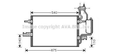 AVA OPEL Радіатор кондиціонера (конденсатор) з осушувачем Meriva A 03- AVA COOLING OL5349D (фото 1)