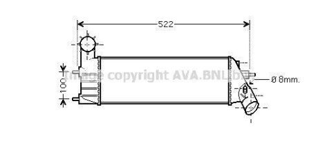 AVA CITROEN Інтеркулер C8 2.0, 2.2 02-, FIAT, LANCIA, PEUGEOT AVA COOLING PEA4261