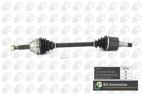 Полуось Ford Transit 06-12 2.2TDCi (28/36) 978mm Л. BGA DS2351LA (фото 1)