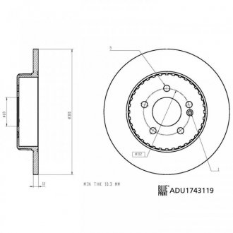 DB диск гальмівний задній W205 BLUE PRINT ADU1743119