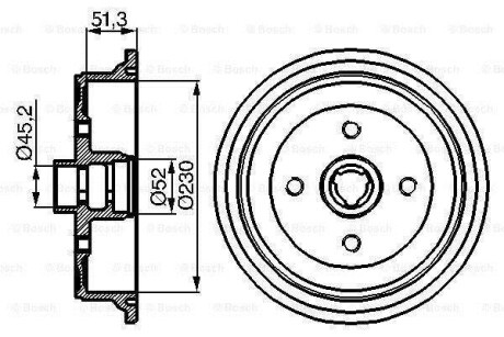 AUDI Тормозной барабан 80 91- BOSCH 0986477029