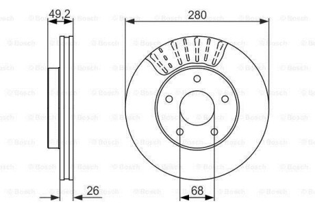 Гальмівний диск NISSAN Maxima QX A32 \'\'F \'\'97-00 BOSCH 0986479678 (фото 1)