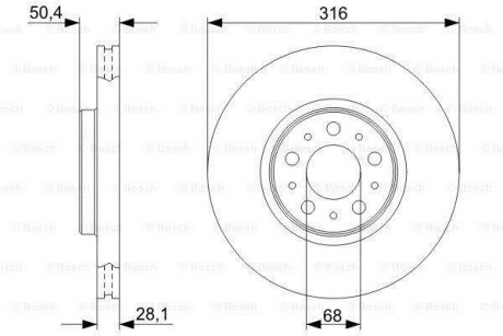 Диск торм. пер. Volvo XC 90 02- (316*28) BOSCH 0986479C85