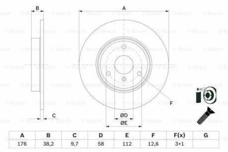 DB Тормозной диск передн Smart Fortwo -07,City-Coupe -04,Roadster -05 BOSCH 0986479E74 (фото 1)