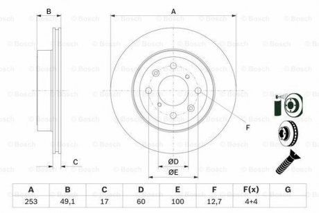 SUZUKI Диск тормозной передн.Ignis,Wagon,Opel BOSCH 0986479E75 (фото 1)