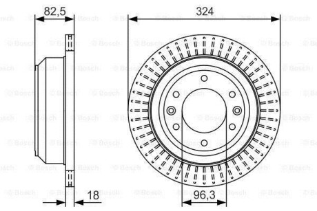 Гальмівний диск DODGE/HYUNDAI H100/H-1 \'\'R \'\'2,5 \'\'08>> BOSCH 0986479U29