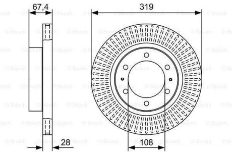 Гальмівний диск TOYOTA Hilux/Fortuner \'\'F \'\'2,4-2,7 \'\'04>> BOSCH 0986479W47