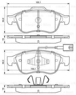 Гальмівні колодки дискові ALFA ROMEO Giulietta \'\'F \'\'1,4-2,0 \'\'10>> BOSCH 0986494680