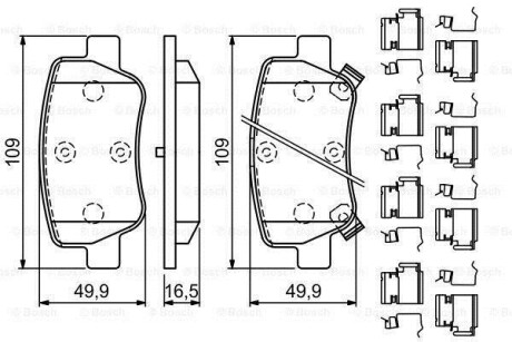 Колодки гальмівні дискові BOSCH 0 986 494 933 (фото 1)