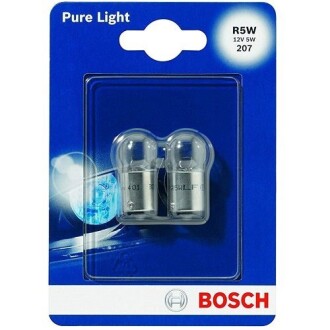 Автолампа (12V 5W R5W PURE LIGHT 2 шт) BOSCH 1987301022