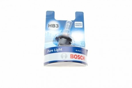 Лампа розжарювання HB3 12V 60W P20d PURE LIGHT 1шт. blister BOSCH 1 987 301 062