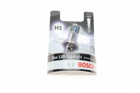 Лампа накалу H1 12V 55W GigaLight +120 (blister 1шт) BOSCH 1 987 301 108