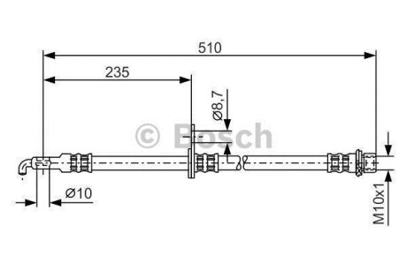 CITROEN Шланг тормозной пер. прав.C1, TOYOTA AYGO BOSCH 1987476355