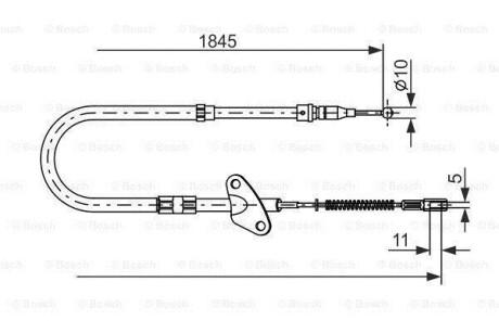 O DB Трос ручн.тормоза прав.207-310 86-(нов.тип)1862м BOSCH 1987477118