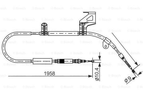 Гальмівний трос 1958mm AUDI A6 \'\'RR \'\'97-04 BOSCH 1987477604