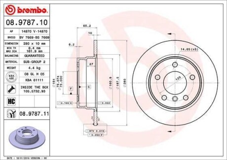 Гальмівний диск BREMBO 08.9787.11