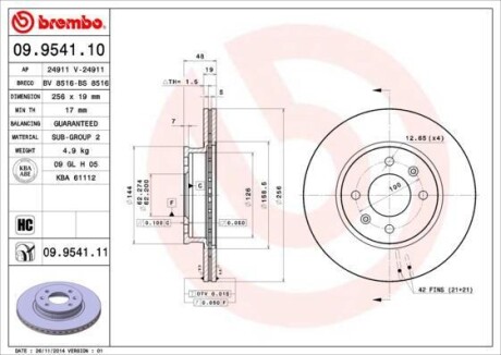 Тормозной диск BREMBO 09.9541.10