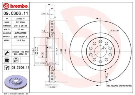 Тормозной диск BREMBO 09.C306.11