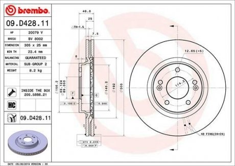 Тормозной диск Painted disk BREMBO 09.D428.11 (фото 1)