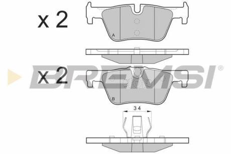 Гальмівні колодки зад. F36/F23/F34/F22/F33/F32/F21/F31/F20/F30 11- BREMSI BP3494 (фото 1)