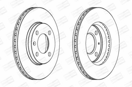 VW Диск тормозной вентилируемый передний Audi 80,Golf II,III,Passat,Polo CHAMPION 561178CH